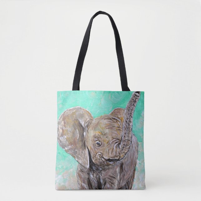 Tote Bag Peinture des éléphants de bébé (Devant)