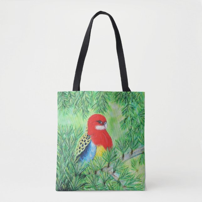 Tote Bag Peinture d'oiseaux Rosella (Devant)