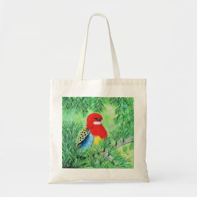 Tote Bag Peinture d'oiseaux Rosella (Devant)