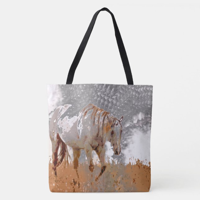 Tote Bag Peinture fou - Cheval (Devant)