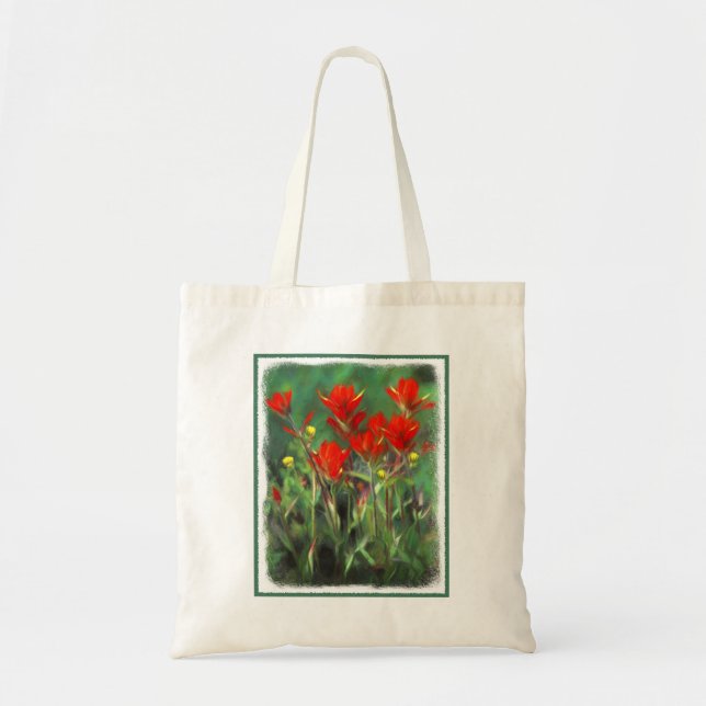Tote Bag Peinture indienne de pinceau - Art Fleur original (Devant)