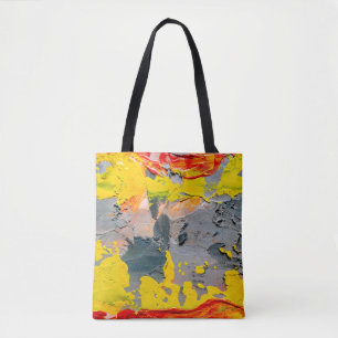 Tote Bag Peinture jaune, rouge et verte