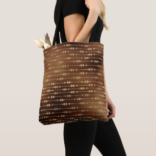 Tote Bag Peinture Marron Bronze Flèches Dorées Tir à l'Arc