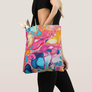 Tote Bag Peinture Motif marbrée colorée