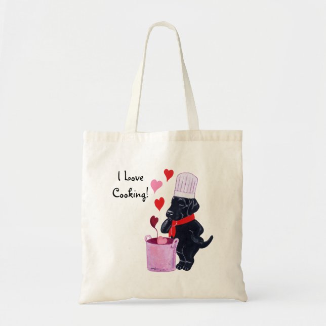 Tote Bag Peinture noire de chef de Labrador (Devant)