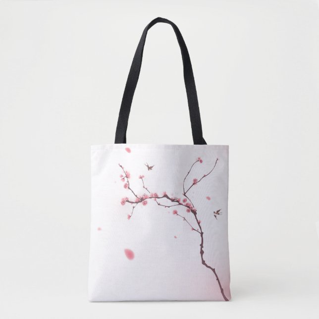 Tote Bag Peinture orientale de style, fleurs de cerisier (Devant)