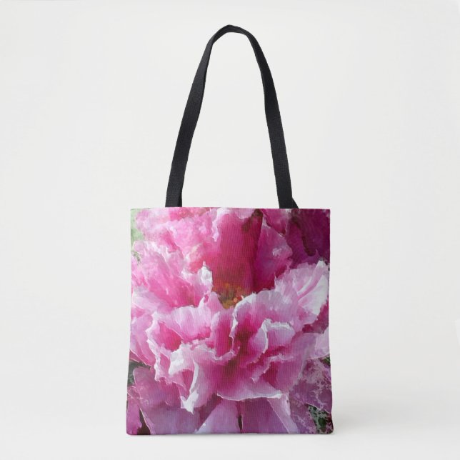 Tote Bag *~* Peinture originale AR1 Fleur de Pivoine rose F (Devant)