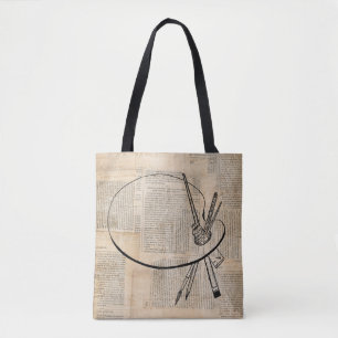 Tote Bag Peinture & Palette de peinture Art Vintage