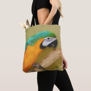Tote Bag Peinture photo de perroquet bleu or Macaw