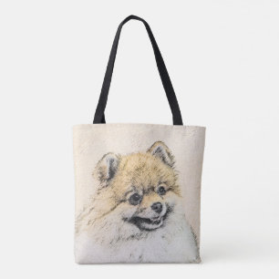 Tote Bag Peinture Poméranienne (orange) - Art Chien origina