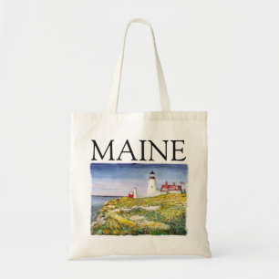 Tote Bag Peinture principale d'aquarelle du Maine de phare