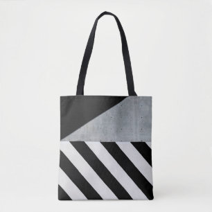 Tote Bag Peinture rayée blanche et noire sur le mur