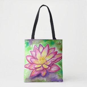 Tote Bag Peinture rose d'aquarelle de nénuphar