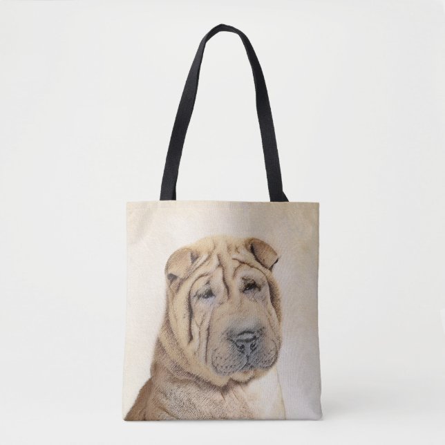 Tote Bag Peinture Shar Pei - Cute Original Chien Art (Devant)
