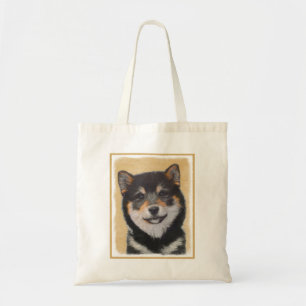 Tote Bag Peinture Shiba Inu (Noir et Tan) - Art Chien