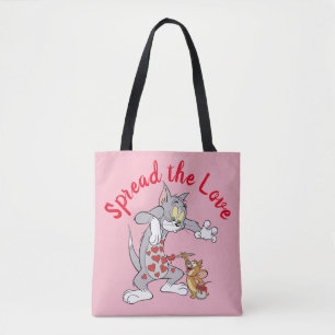 Tote Bag Peinture Tom & Jerry Coeurs de Saint-Valentin