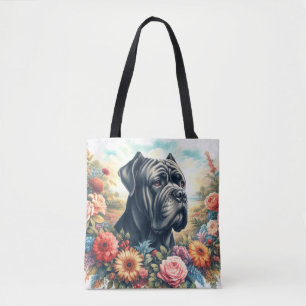 Tote Bag Peinture vintage de chien de corse de canne