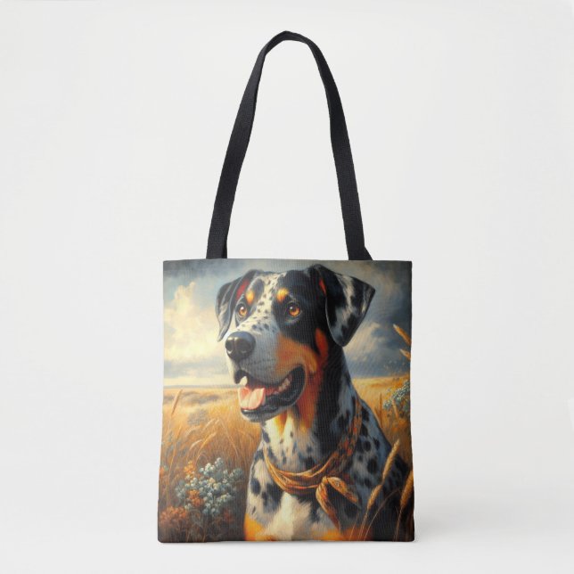Tote Bag Peinture vintage de chien léopard Catahoula (Devant)