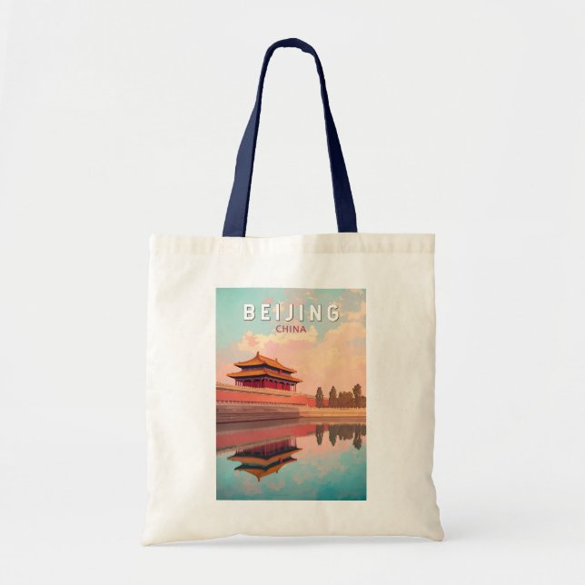 Tote Bag Pékin Chine Illustration Voyage Art Vintage (Devant)