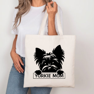 Tote Bag Pékin Yorkie Black Silhouette Yorkie Maman