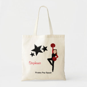 Tote Bag Peloton de Pom de brune en noir et rouge