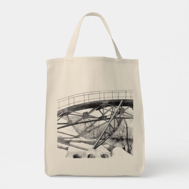 Tote Bag Pencilart de passerelle antique Monochrome (Dos)