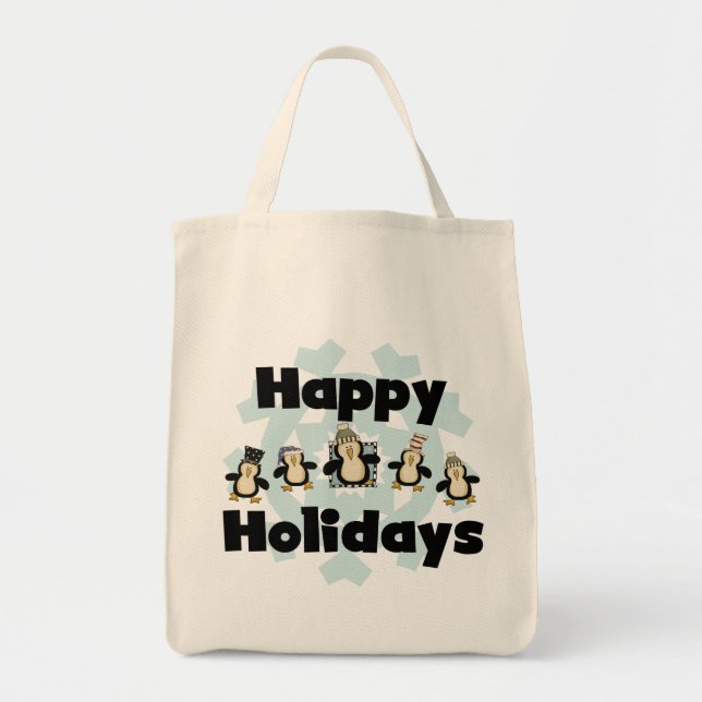 Tote Bag Penguin Happy Holidays Tshirts et cadeaux (Devant)