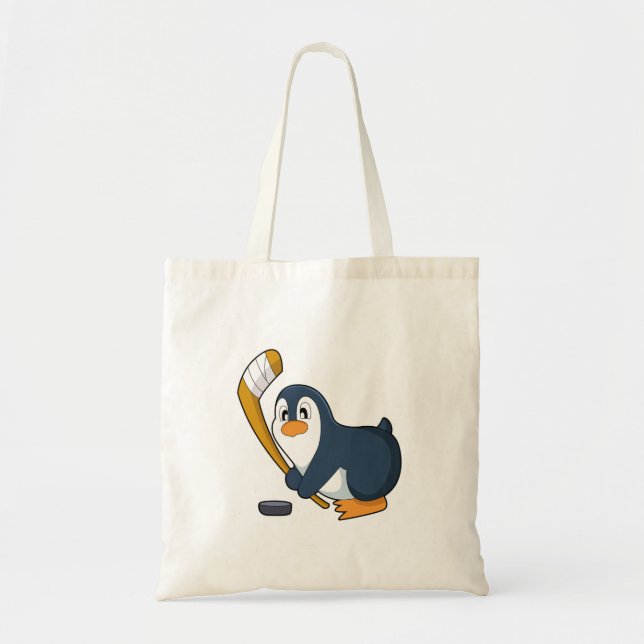 Tote Bag Penguin Hockey sur glace bâton de hockey sur glace (Devant)