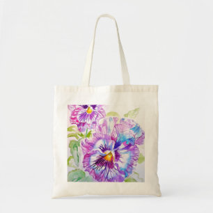 Tote Bag Pensée Pensées Fleur aquarelle pourpre