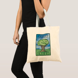 Tote Bag Pensez au cerveau vert
