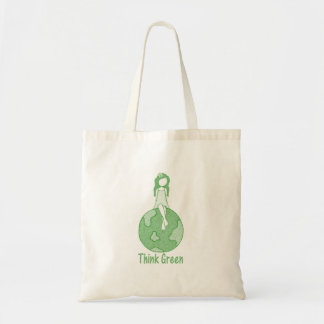 Tote Bag Pensez la fille verte