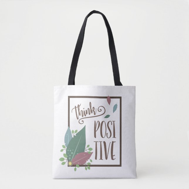 Tote Bag Pensez motivation positive plume boho (Devant)