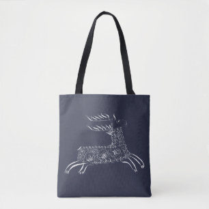 Tote Bag Penwork victorien Calligraphic Stag Deer