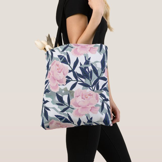 Tote Bag Peonies rose rose fleurs fleurs jardin fleurie bou (De près)
