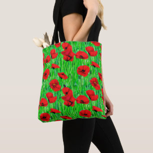 Tote Bag Pépites rouges dans un champ vert