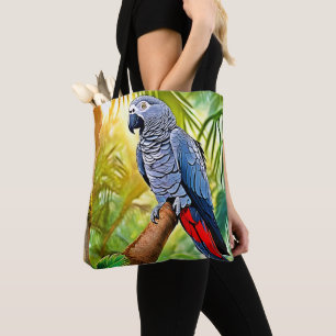 Tote Bag Perche de perroquet gris