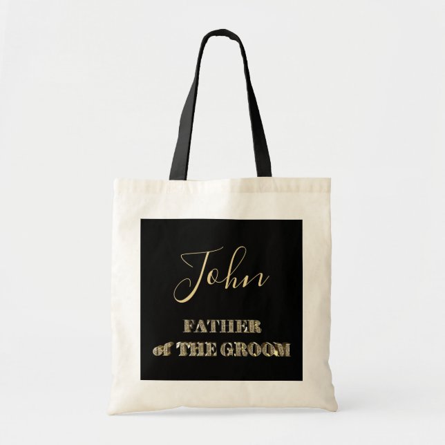 Tote Bag Père de la Groom Black Gold Parties scintillant Ty (Devant)