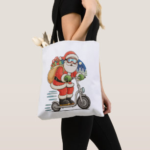 Tote Bag Père Noël à scooter Noël famille appariée