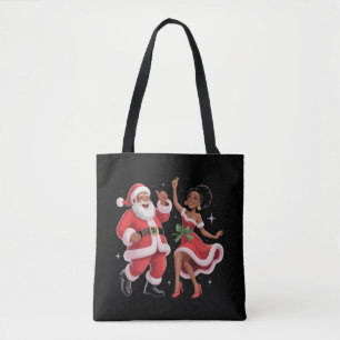 Tote Bag Père Noël africain Mme Claus dansant Noël américai