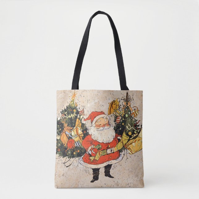 Tote Bag Père Noël Arbres de Noël (Devant)
