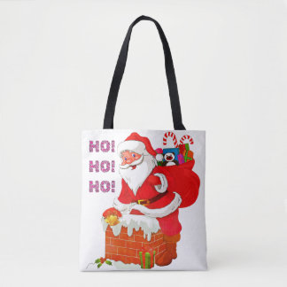 Tote Bag PÈRE NOËL AVEC DES PRÉSENTS DE NOËL, OH ! Oh ! Oh