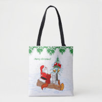 Père Noël avec Renard de lapin et écureuil