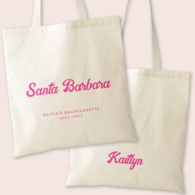 Tote Bag Père Noël Barbara Bachelorette Party Personnalisé  (Santa Barbara Bachelorette Party Tote Bag)
