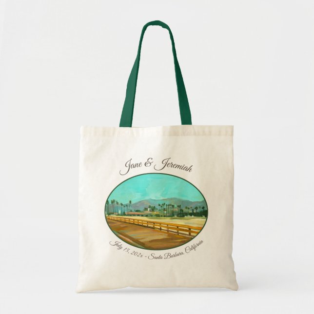 Tote Bag Père Noël Barbara, CA - Stearns Wharf (Devant)