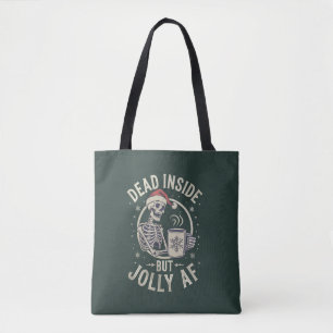 Tote Bag Père Noël crâne mort à l'intérieur Noël vintage jo
