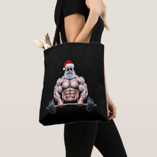 Tote Bag Père Noël de Noël Bodybuilder Musculation Gymnase