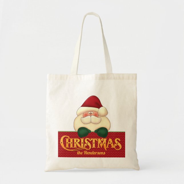 Tote Bag Père Noël de Noël et Art du Verbe d'or (Devant)