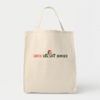 Tote Bag Père Noël dit sauver les animaux rennes Noël vacan