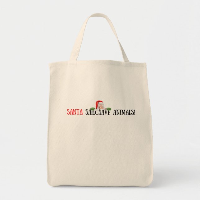 Tote Bag Père Noël dit sauver les animaux rennes Noël vacan (Devant)