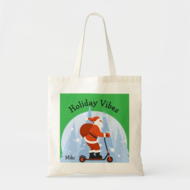 Tote Bag Père Noël drôle moderne personnalisé Noël vacances (Devant)